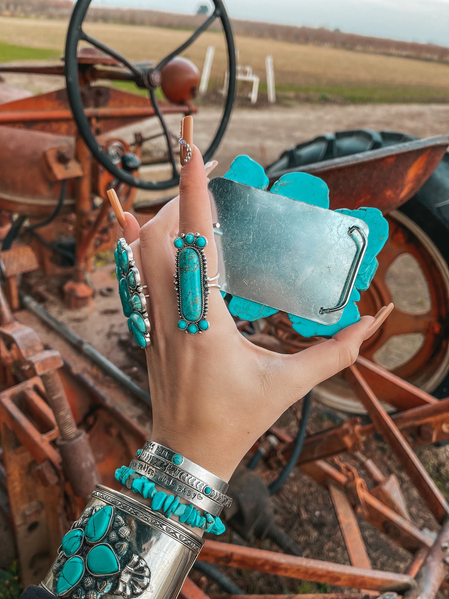 Turquoise Natural Stone Belt Buckle – Haute Southern Hyde