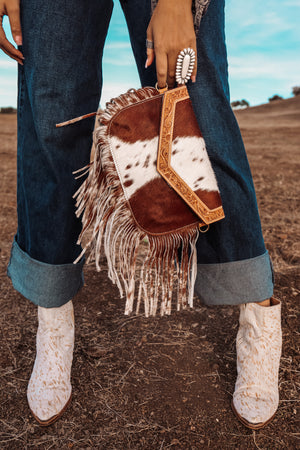 Hair on Hide Bag - Cowboy Boot Purse - Cowhide Purse - Handpainted Purse  SB07 | Chris Thompson Bags